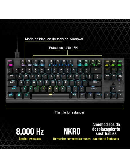 Corsair K60 PRO TKL RGB Teclado Optomecánico Gaming Negro