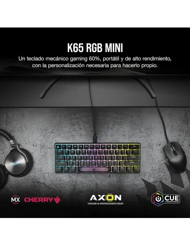Corsair K65 Mini Teclado Mecánico Gaming RGB Switch Cherry MX Red Negro