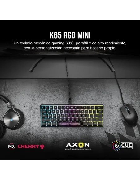 Corsair K65 Mini Teclado Mecánico Gaming RGB Switch Cherry MX Red Negro