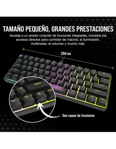 Corsair K65 Mini Teclado Mecánico Gaming RGB Switch Cherry MX Red Negro