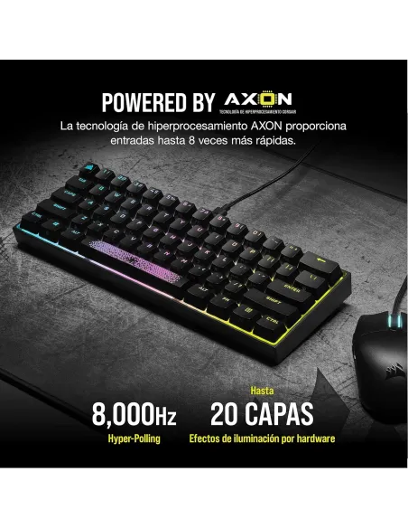 Corsair K65 Mini Teclado Mecánico Gaming RGB Switch Cherry MX Red Negro