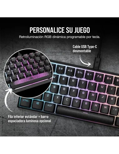 Corsair K65 Mini Teclado Mecánico Gaming RGB Switch Cherry MX Red Negro