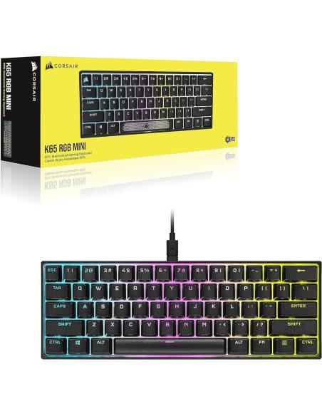 Corsair K65 Mini Teclado Mecánico Gaming RGB Switch Cherry MX Red Negro