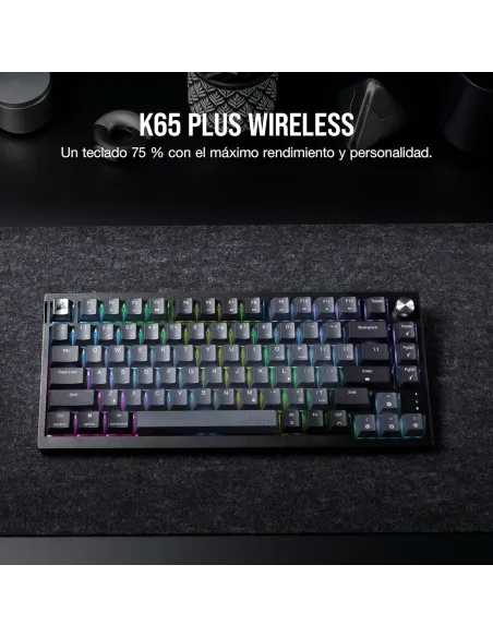 Corsair K65 PLUS WIRELESS 75% Teclado Mecánico Inalámbrico Gaming Hot Swapped MLX Red