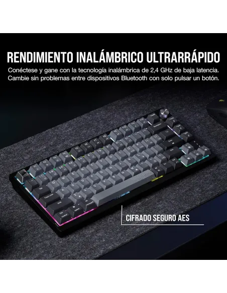 Corsair K65 PLUS WIRELESS 75% Teclado Mecánico Inalámbrico Gaming Hot Swapped MLX Red