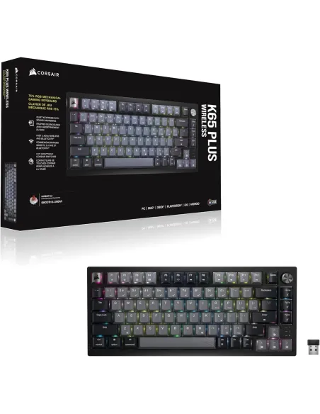 Corsair K65 PLUS WIRELESS 75% Teclado Mecánico Inalámbrico Gaming Hot Swapped MLX Red