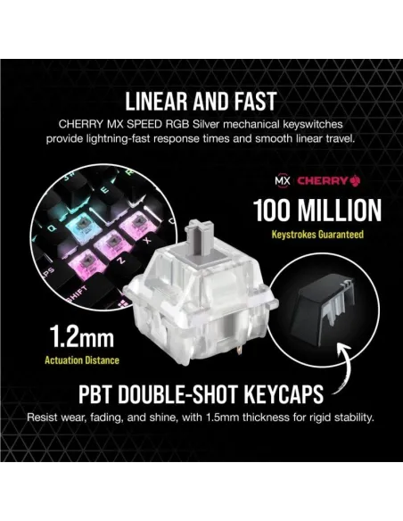 Corsair K65 Mini Teclado Mecánico Gaming RGB Switch Cherry MX Speed Negro