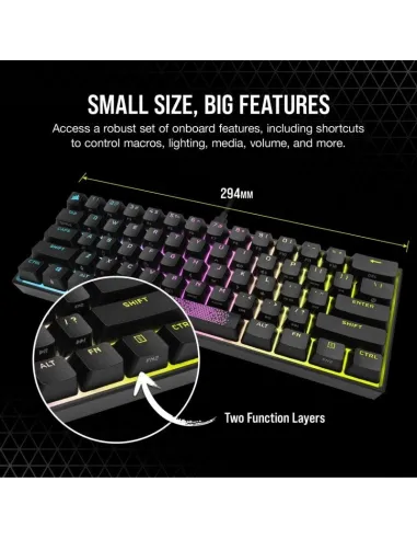 Corsair K65 Mini Teclado Mecánico Gaming RGB Switch Cherry MX Speed Negro