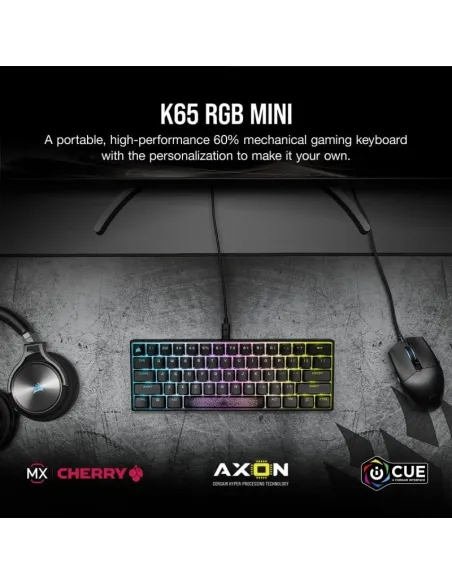 Corsair K65 Mini Teclado Mecánico Gaming RGB Switch Cherry MX Speed Negro