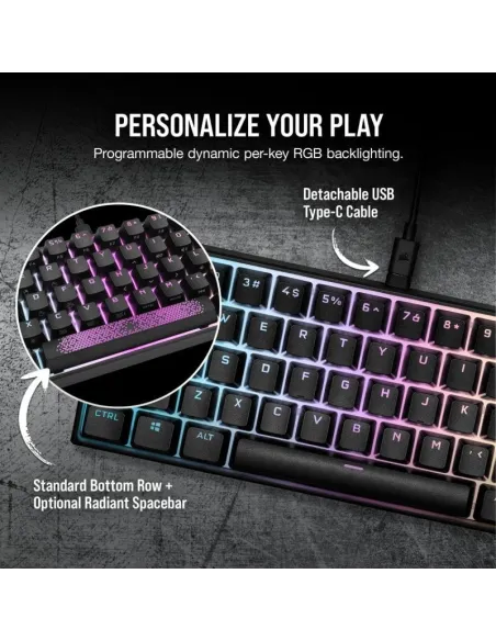 Corsair K65 Mini Teclado Mecánico Gaming RGB Switch Cherry MX Speed Negro