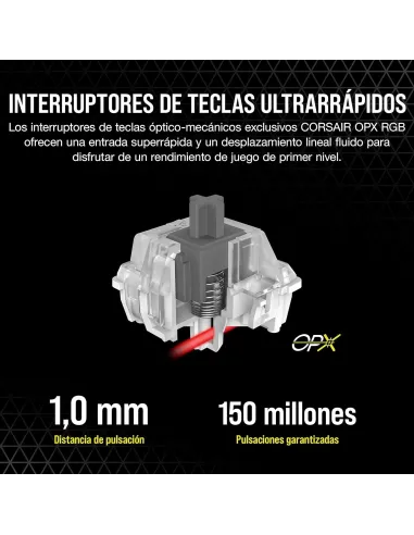 Corsair K70 PRO RGB Teclado Mecánico Gaming Switch Óptico-Mecánico Corsair OPX Negro