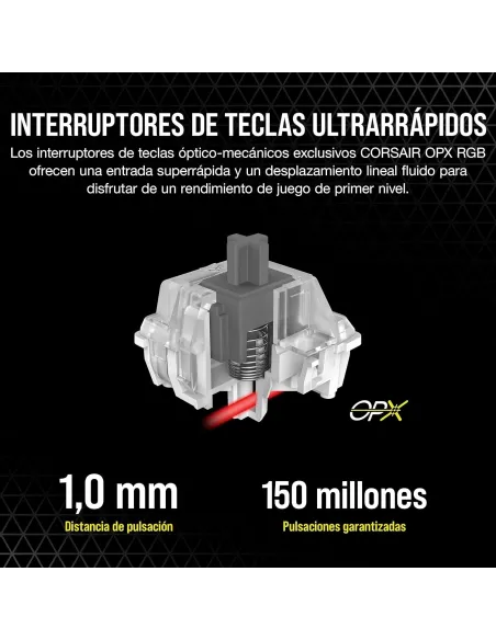Corsair K70 PRO RGB Teclado Mecánico Gaming Switch Óptico-Mecánico Corsair OPX Negro