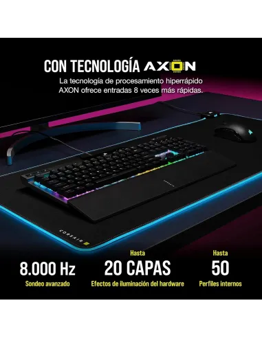 Corsair K70 PRO RGB Teclado Mecánico Gaming Switch Óptico-Mecánico Corsair OPX Negro