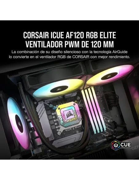 Corsair iCUE AF120 RGB ELITE Juego de Tres Ventiladores PWM de 120 mm Negro con Controlador iCue