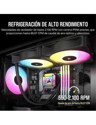 Corsair iCUE AF120 RGB ELITE Juego de Tres Ventiladores PWM de 120 mm Negro con Controlador iCue