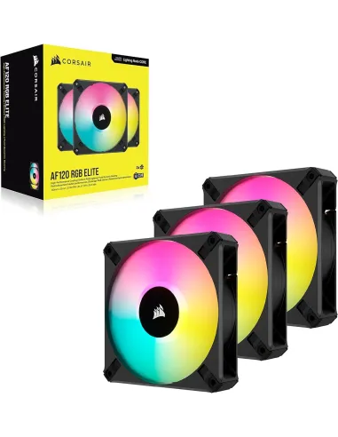 Corsair iCUE AF120 RGB ELITE Juego de Tres Ventiladores PWM de 120 mm Negro con Controlador iCue