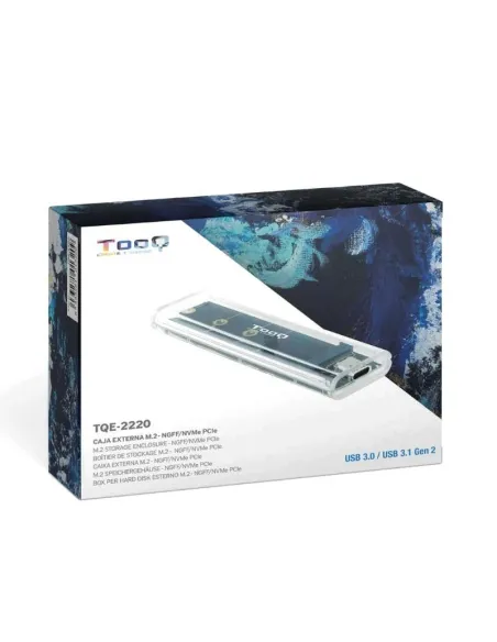 TooQ TQE-2200 Caja Externa M.2 PCIe USB-C 3.1 Transparente RGB