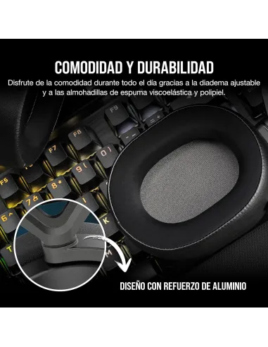 Corsair HS65 Wireless V2 Auriculares Gaming Inalámbricos 7.1 Negros