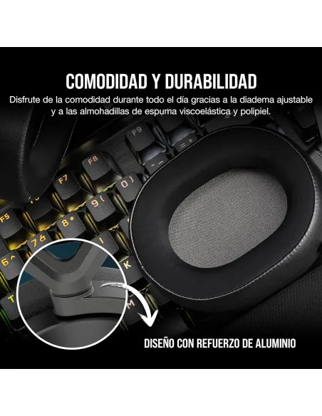 Corsair HS65 Wireless V2 Auriculares Gaming Inalámbricos 7.1 Negros