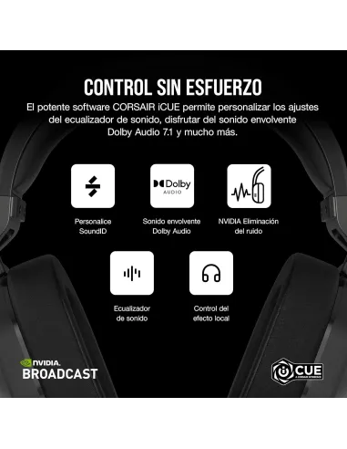 Corsair HS65 Wireless V2 Auriculares Gaming Inalámbricos 7.1 Negros