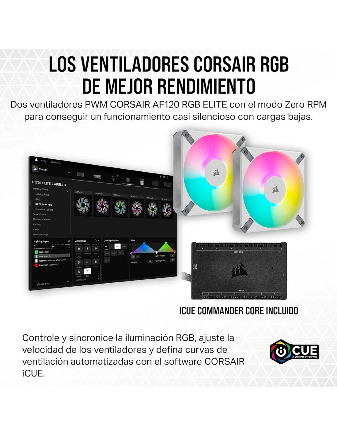 Corsair iCUE H100i ELITE CAPELLIX XT Kit de Refrigeración Líquida 240mm Blanco