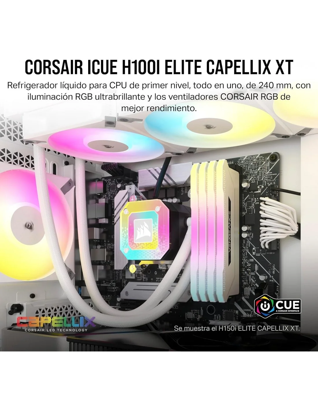 Corsair iCUE H100i ELITE CAPELLIX XT Kit de Refrigeración Líquida 240mm Blanco