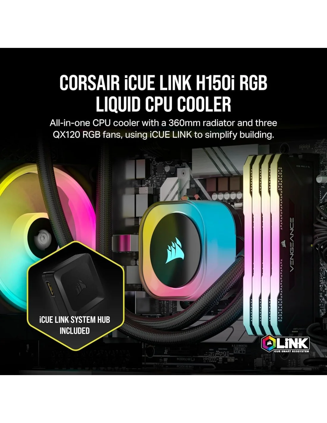 Corsair iCUE LINK H150i RGB AIO Kit de Refrigeración Líquida Negra