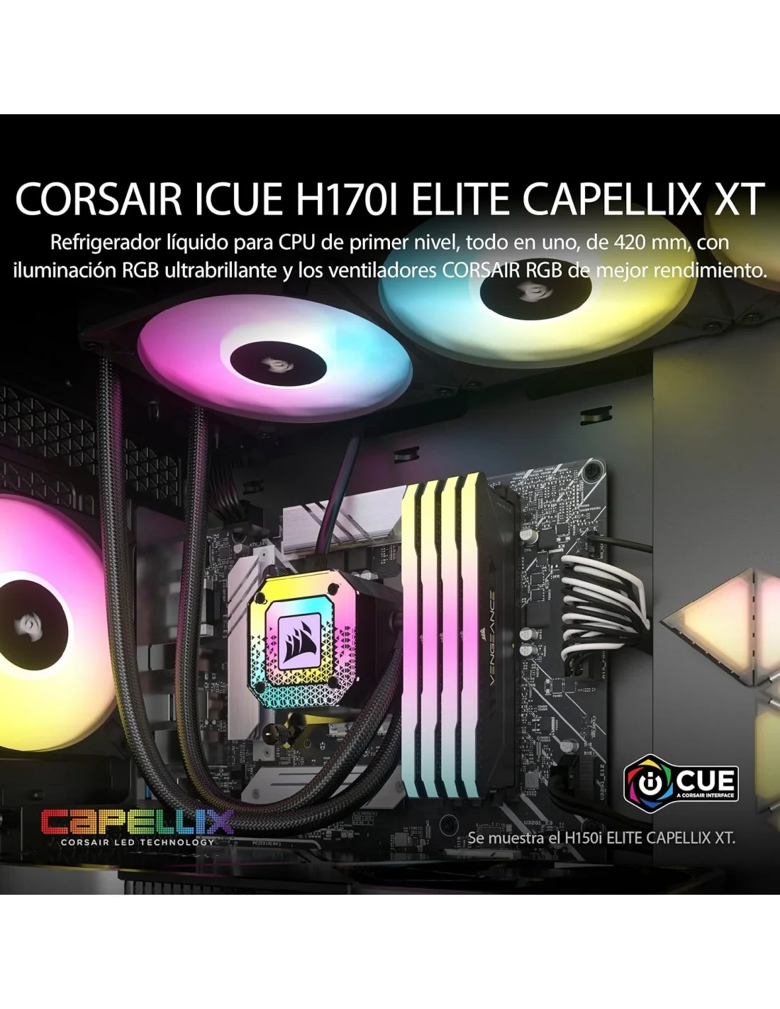 Corsair iCUE H170i ELITE CAPELLIX XT Kit de Refrigeración Líquida 420mm Negra