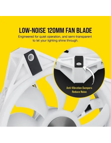 Corsair iCUE QL120 RGB PWM Triple Fan Kit Blanco con Lightning Node Core 120mm