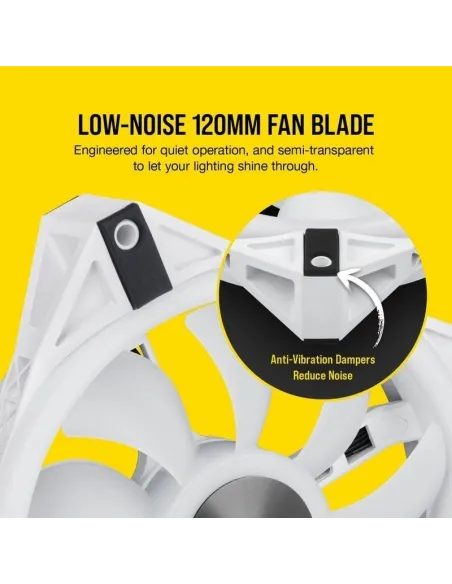 Corsair iCUE QL120 RGB PWM Triple Fan Kit Blanco con Lightning Node Core 120mm