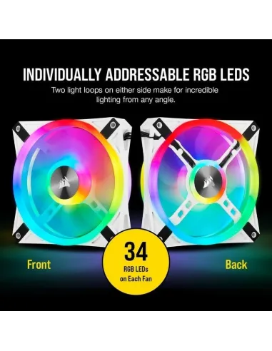 Corsair iCUE QL120 RGB PWM Triple Fan Kit Blanco con Lightning Node Core 120mm