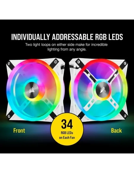 Corsair iCUE QL120 RGB PWM Triple Fan Kit Blanco con Lightning Node Core 120mm