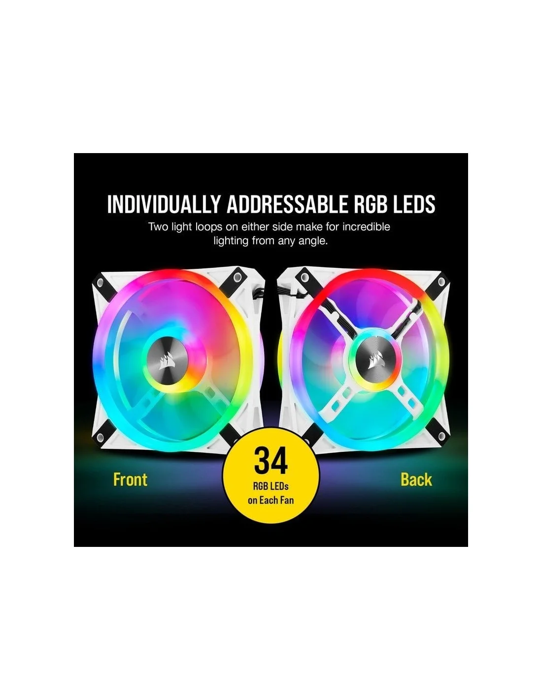 Corsair iCUE QL120 RGB PWM Triple Fan Kit Blanco con Lightning Node Core 120mm