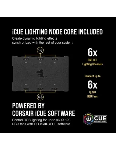Corsair iCUE QL120 RGB PWM Triple Fan Kit Blanco con Lightning Node Core 120mm