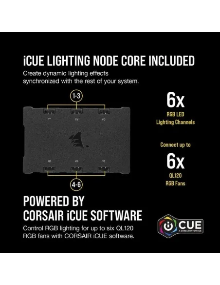 Corsair iCUE QL120 RGB PWM Triple Fan Kit Blanco con Lightning Node Core 120mm