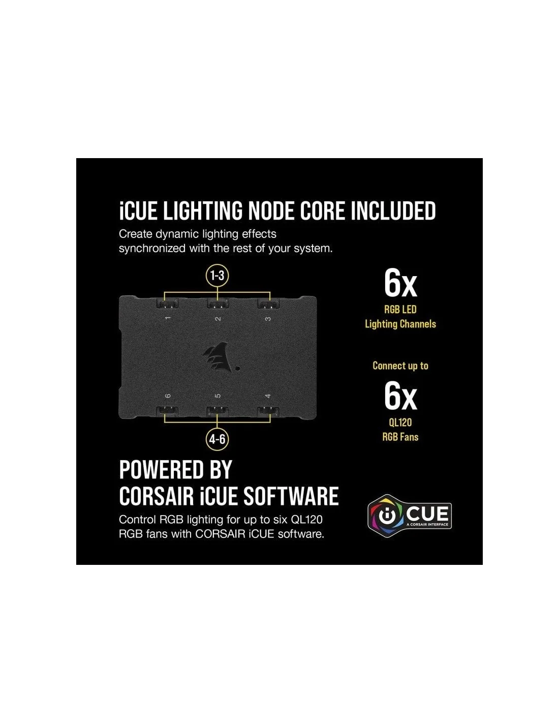 Corsair iCUE QL120 RGB PWM Triple Fan Kit Blanco con Lightning Node Core 120mm