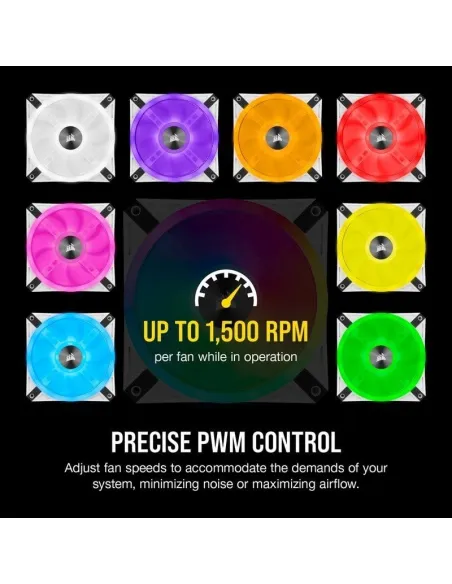 Corsair iCUE QL120 RGB PWM Triple Fan Kit Blanco con Lightning Node Core 120mm