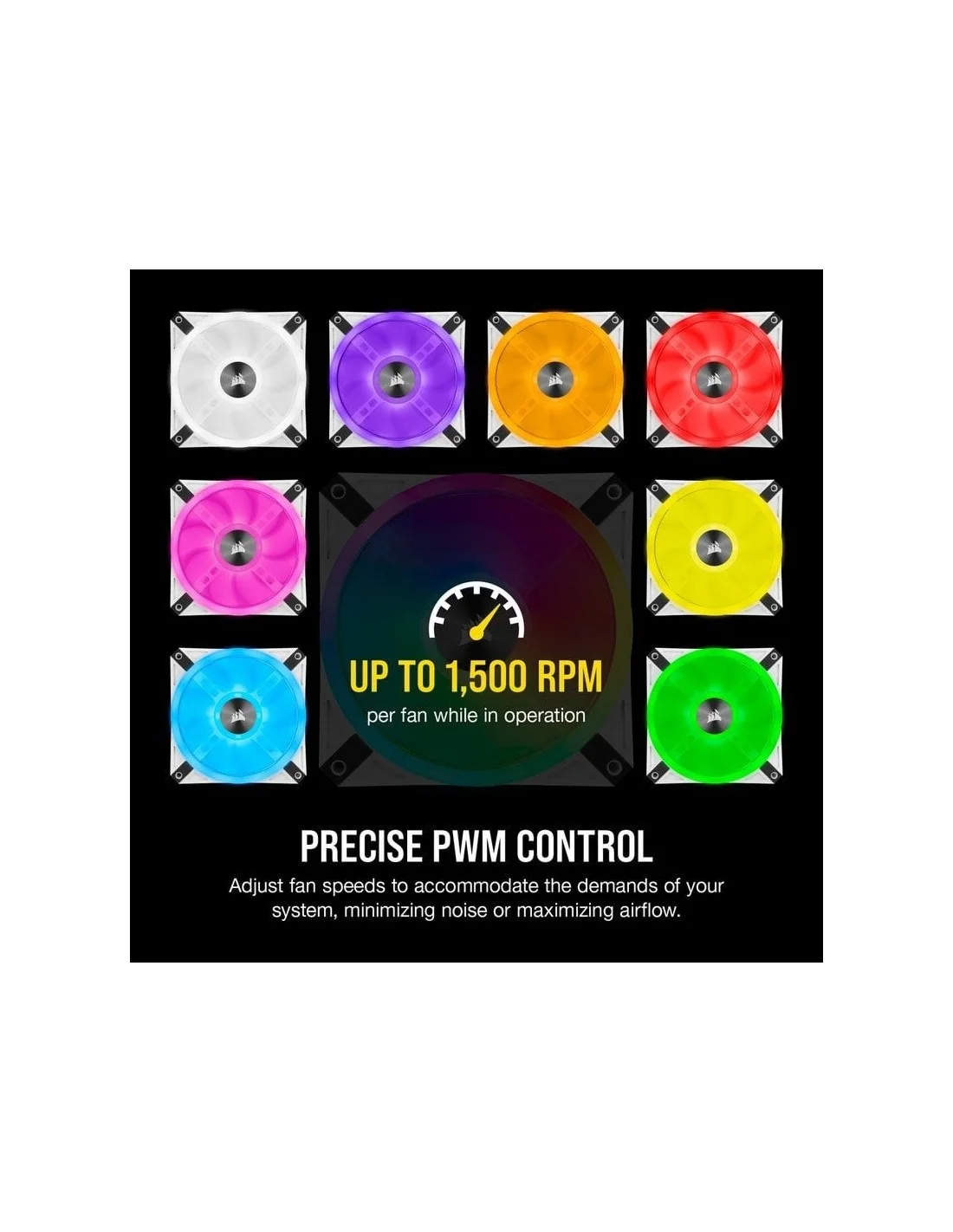 Corsair iCUE QL120 RGB PWM Triple Fan Kit Blanco con Lightning Node Core 120mm