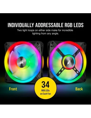 Corsair iCUE QL120 RGB Pack de Tres Ventiladores con Lighting Node CORE Negro