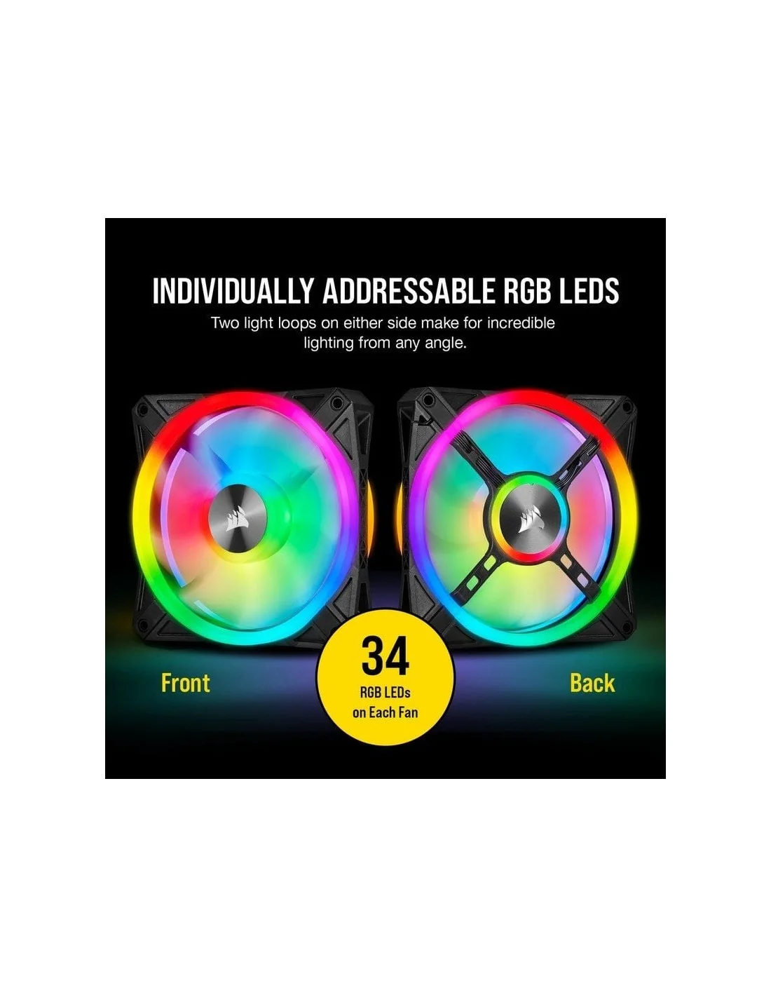 Corsair iCUE QL120 RGB Pack de Tres Ventiladores con Lighting Node CORE Negro