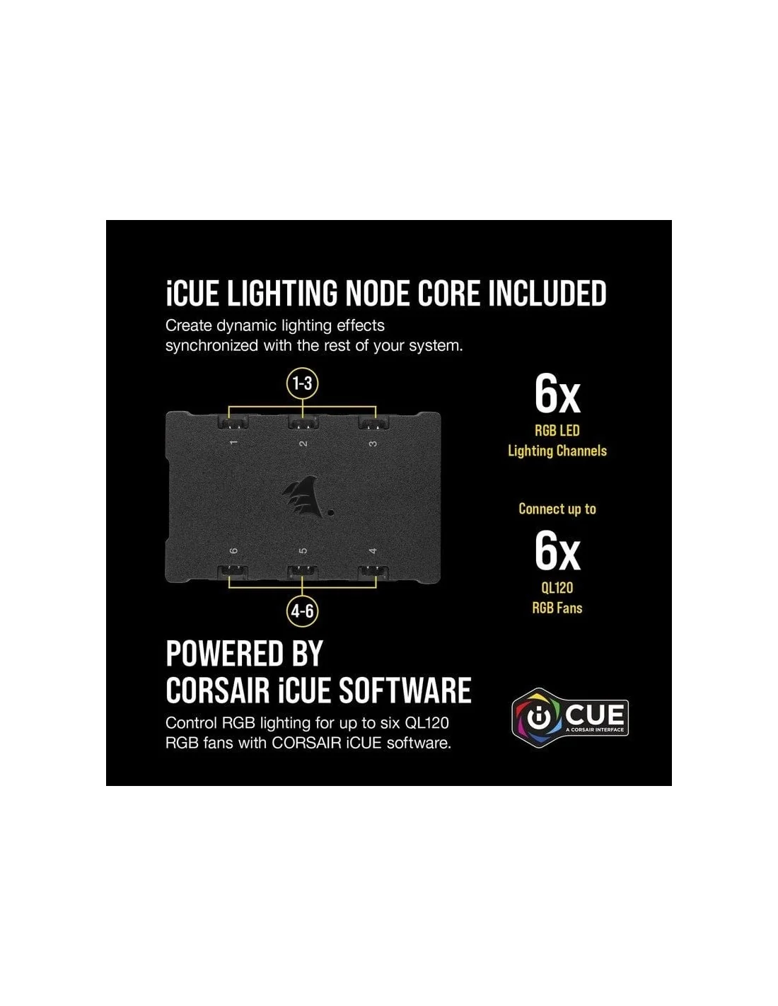 Corsair iCUE QL120 RGB Pack de Tres Ventiladores con Lighting Node CORE Negro