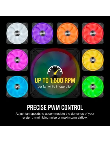 Corsair iCUE QL120 RGB Pack de Tres Ventiladores con Lighting Node CORE Negro