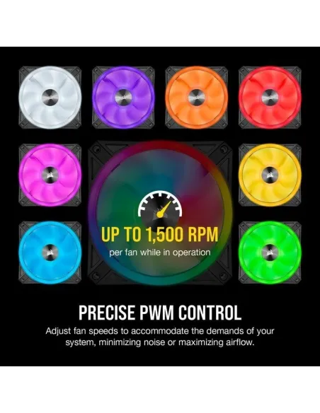 Corsair iCUE QL120 RGB Pack de Tres Ventiladores con Lighting Node CORE Negro