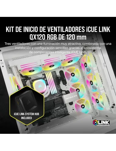Corsair ICUE Link QX120 RGB 3x Kit de Expansión de Ventilador PWM 120mm Blanco
