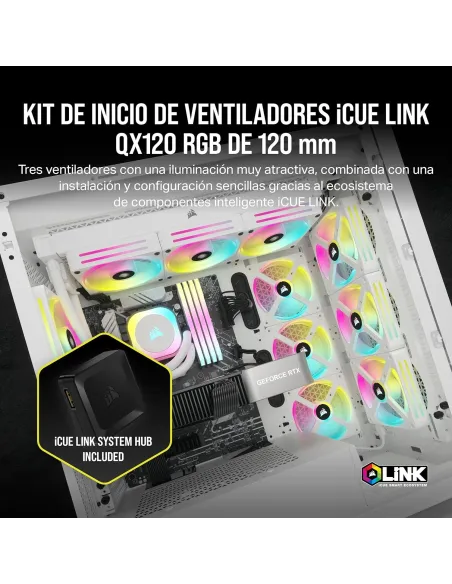 Corsair ICUE Link QX120 RGB 3x Kit de Expansión de Ventilador PWM 120mm Blanco
