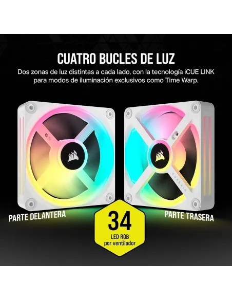 Corsair ICUE Link QX120 RGB 3x Kit de Expansión de Ventilador PWM 120mm Blanco