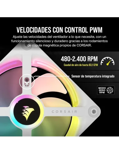 Corsair ICUE Link QX120 RGB 3x Kit de Expansión de Ventilador PWM 120mm Blanco