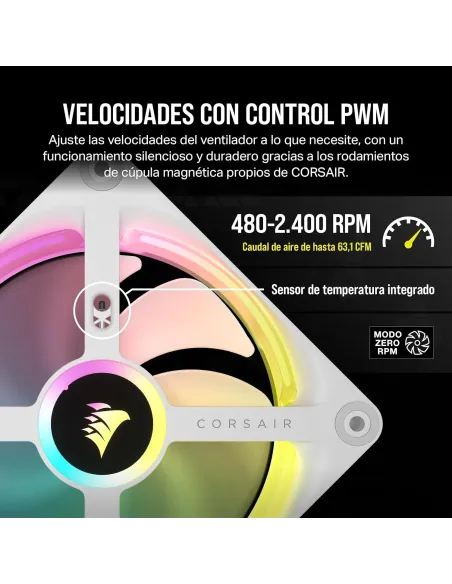 Corsair ICUE Link QX120 RGB 3x Kit de Expansión de Ventilador PWM 120mm Blanco