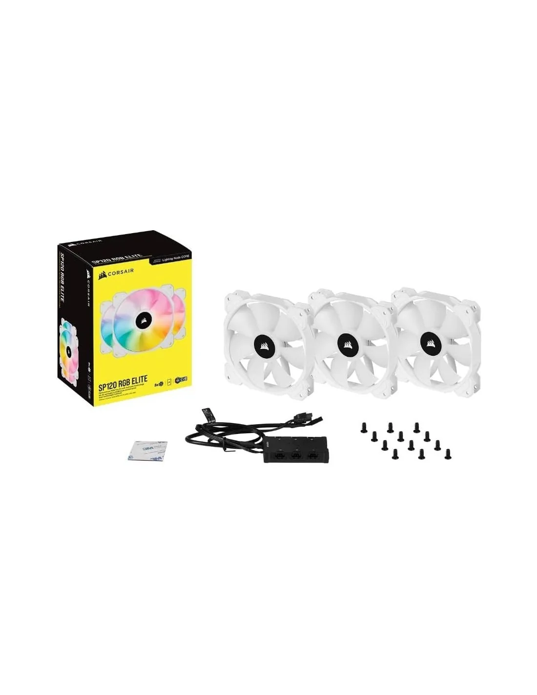 Corsair iCUE SP120 White RGB ELITE LED AirGuide Lighting Node CORE (Triple Pack) 120mm Blanco