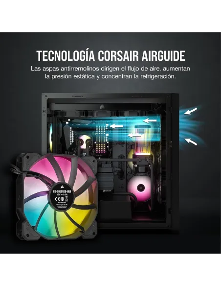 Corsair iCUE SP120 RGB ELITE Performance 120 mm PWM Triple Fan Kit con iCUE Lighting Node CORE Negro